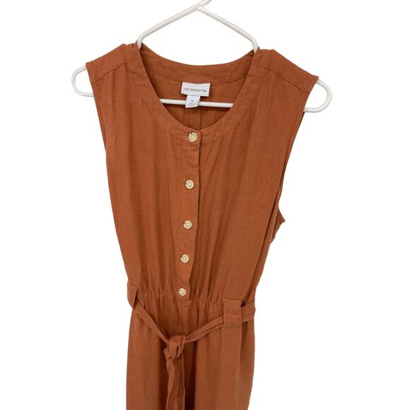 Liz Claiborne Rust Sleeveless Button Down Belted Jumpsuit Size M - Picture 2 of 8